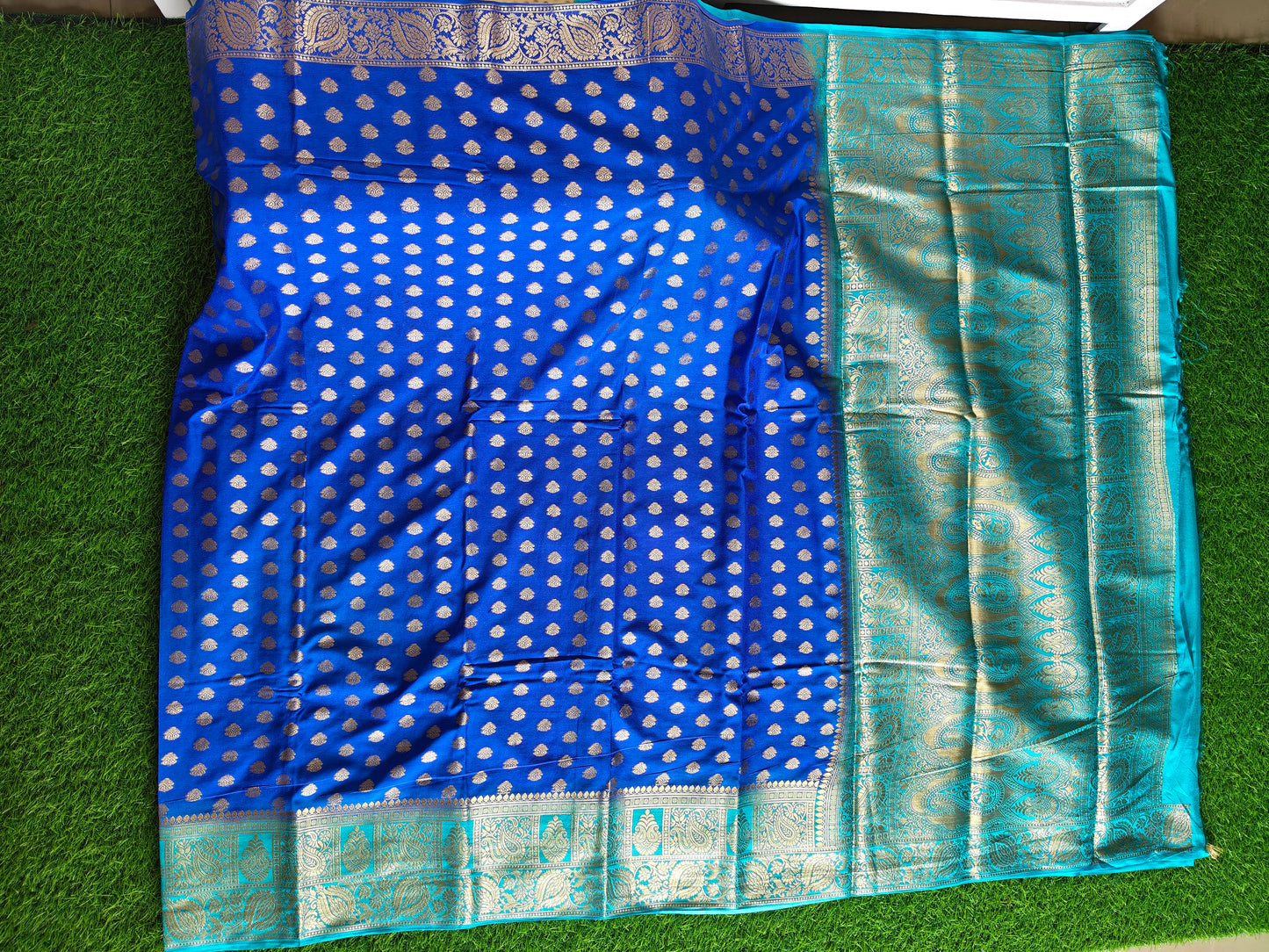 Royal blue Banarsi crepe Silk Saree