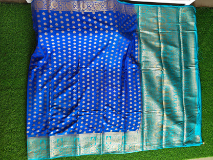 Royal blue Banarsi crepe Silk Saree
