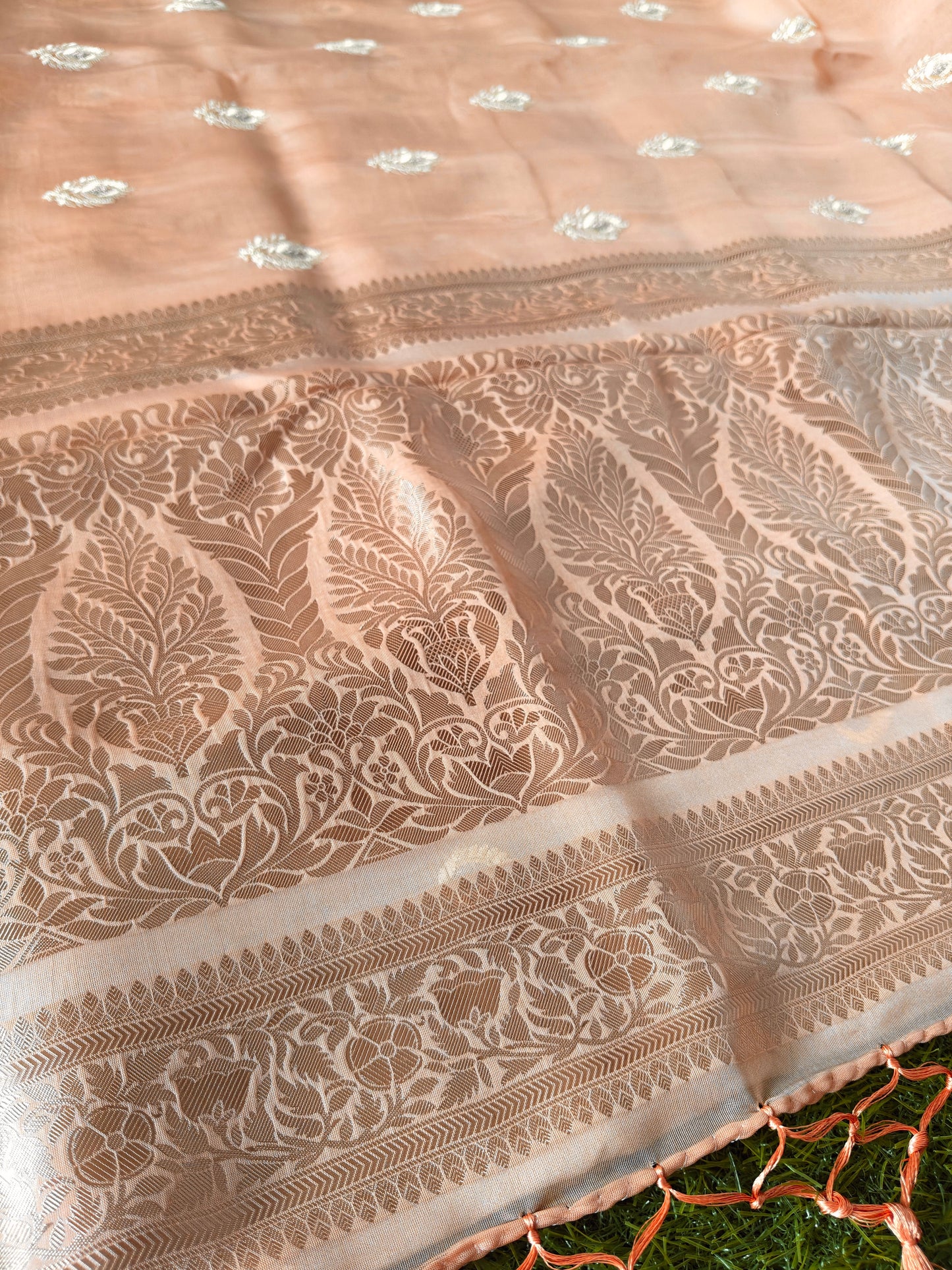 Peach green Organza Saree (Copy 2)