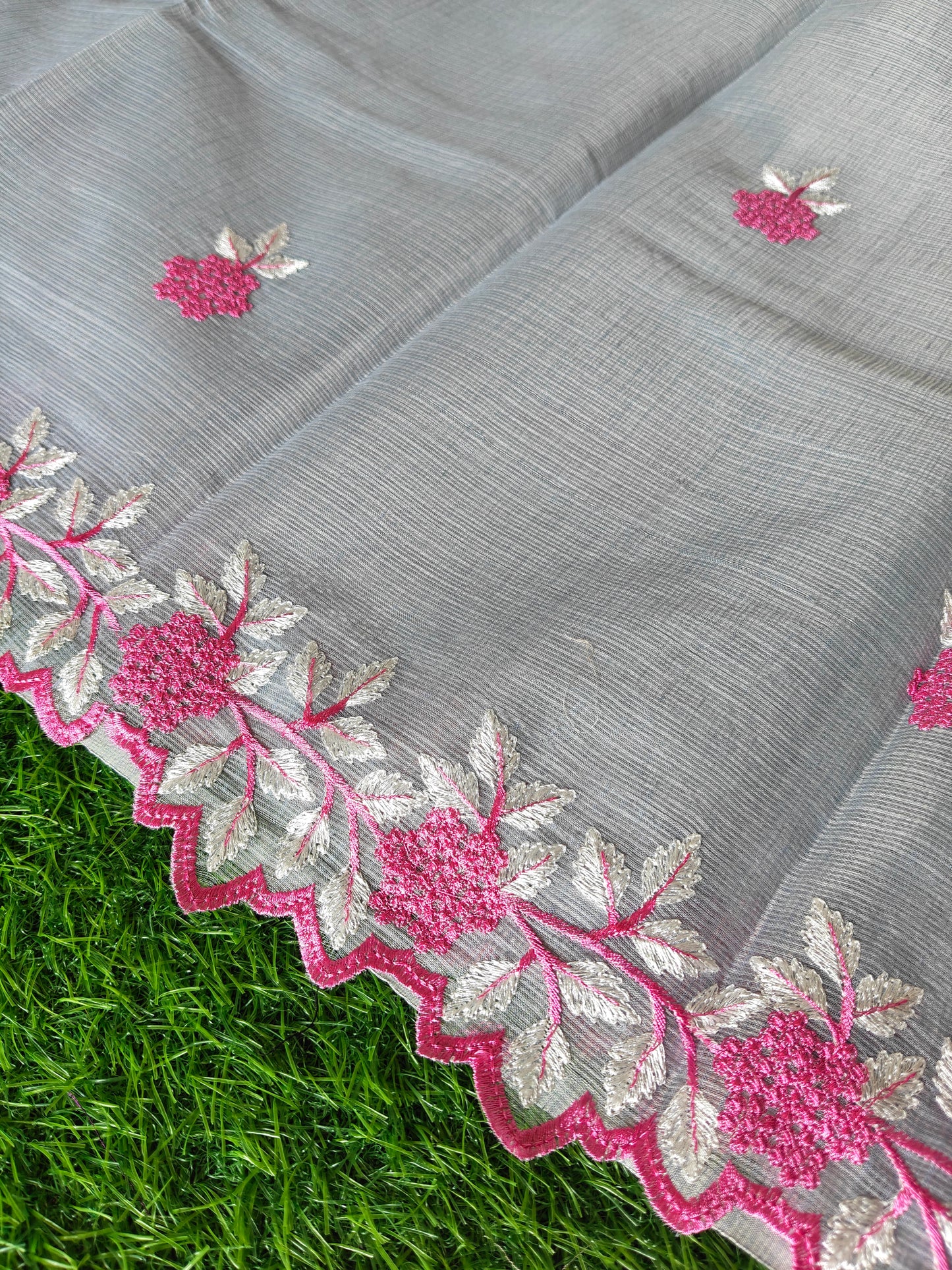 Kora cotton grey  colour thread embroidered (Copy)