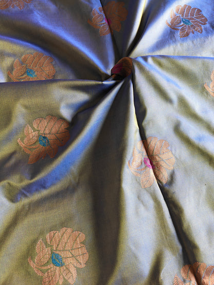 Double shades ash colour ,contrast purple border n pallu saree (Copy 2)