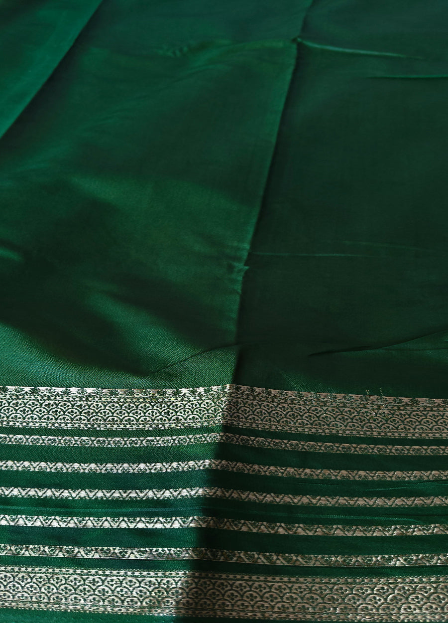 Yellow Semi Crepe Silk Saree with Contrast Border