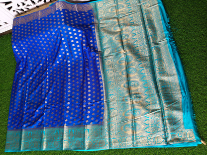 Royal blue Banarsi crepe Silk Saree