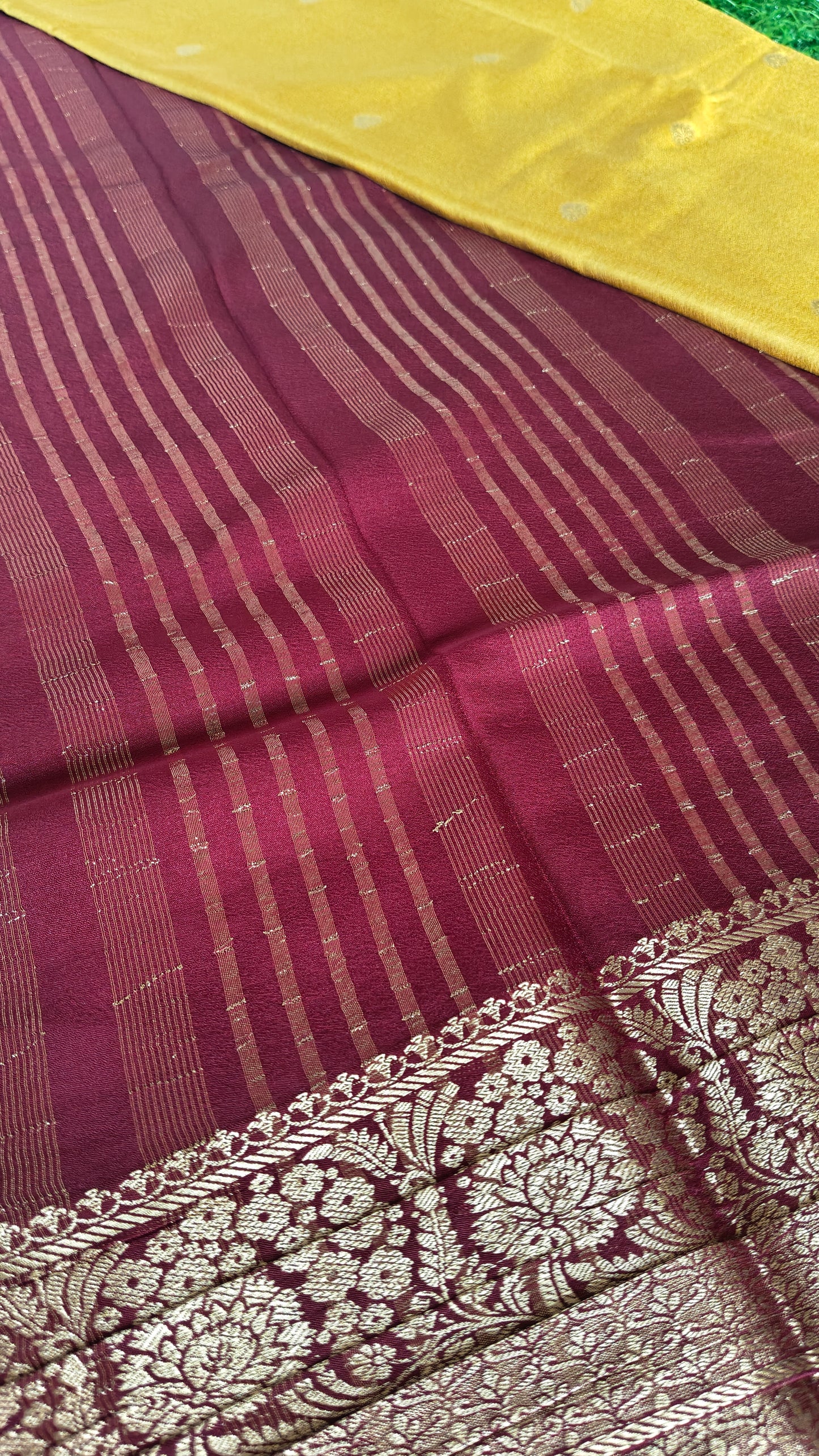 Yellow semi crepe Silk Saree (Copy)