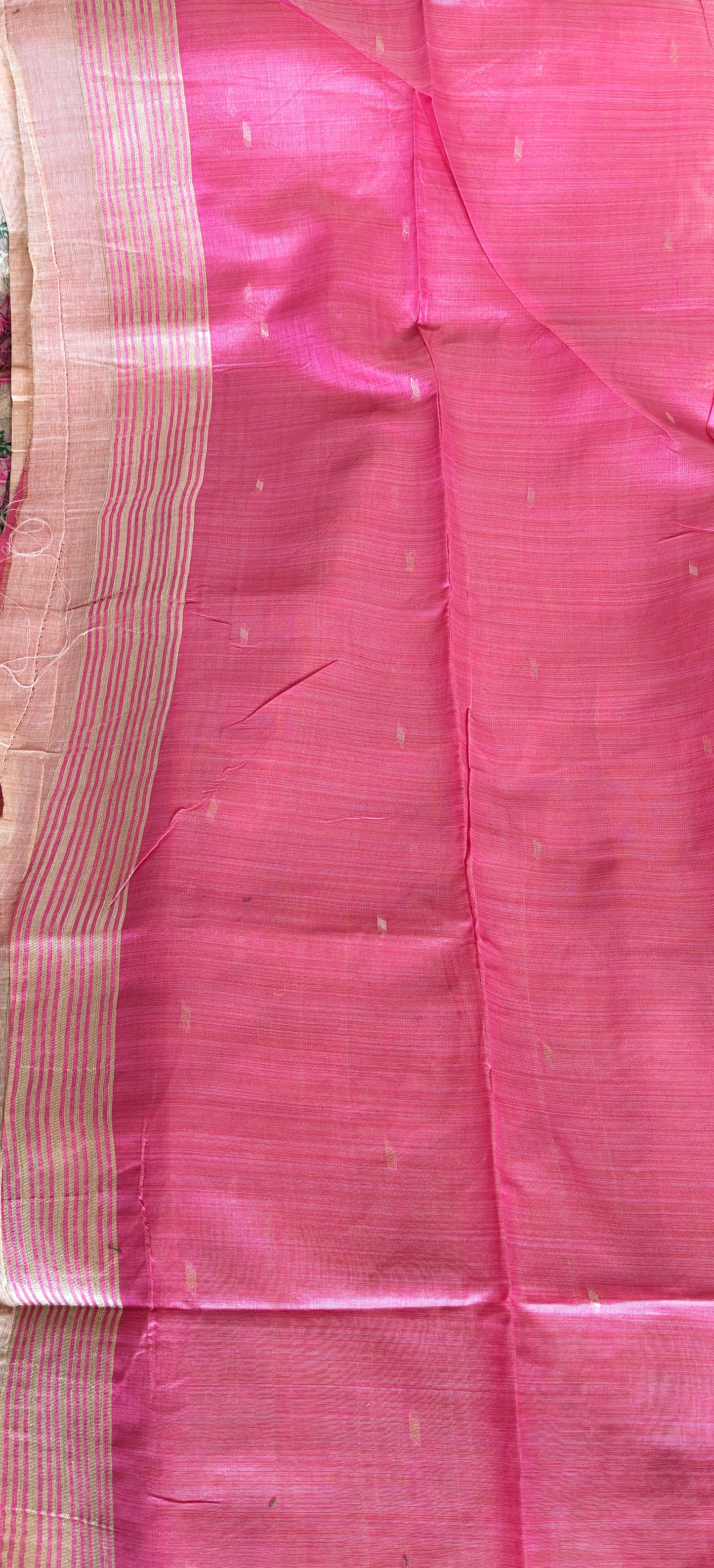 Peach Embroidered  Cotton Saree