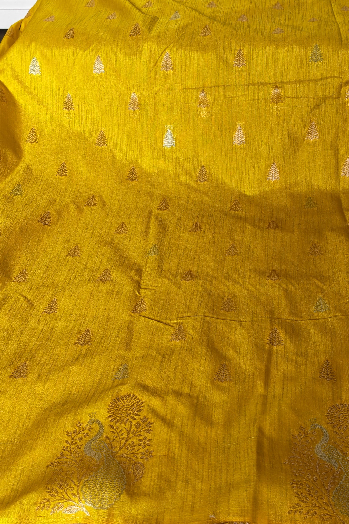 Yellow Raw Silk Saree with Small Motifs