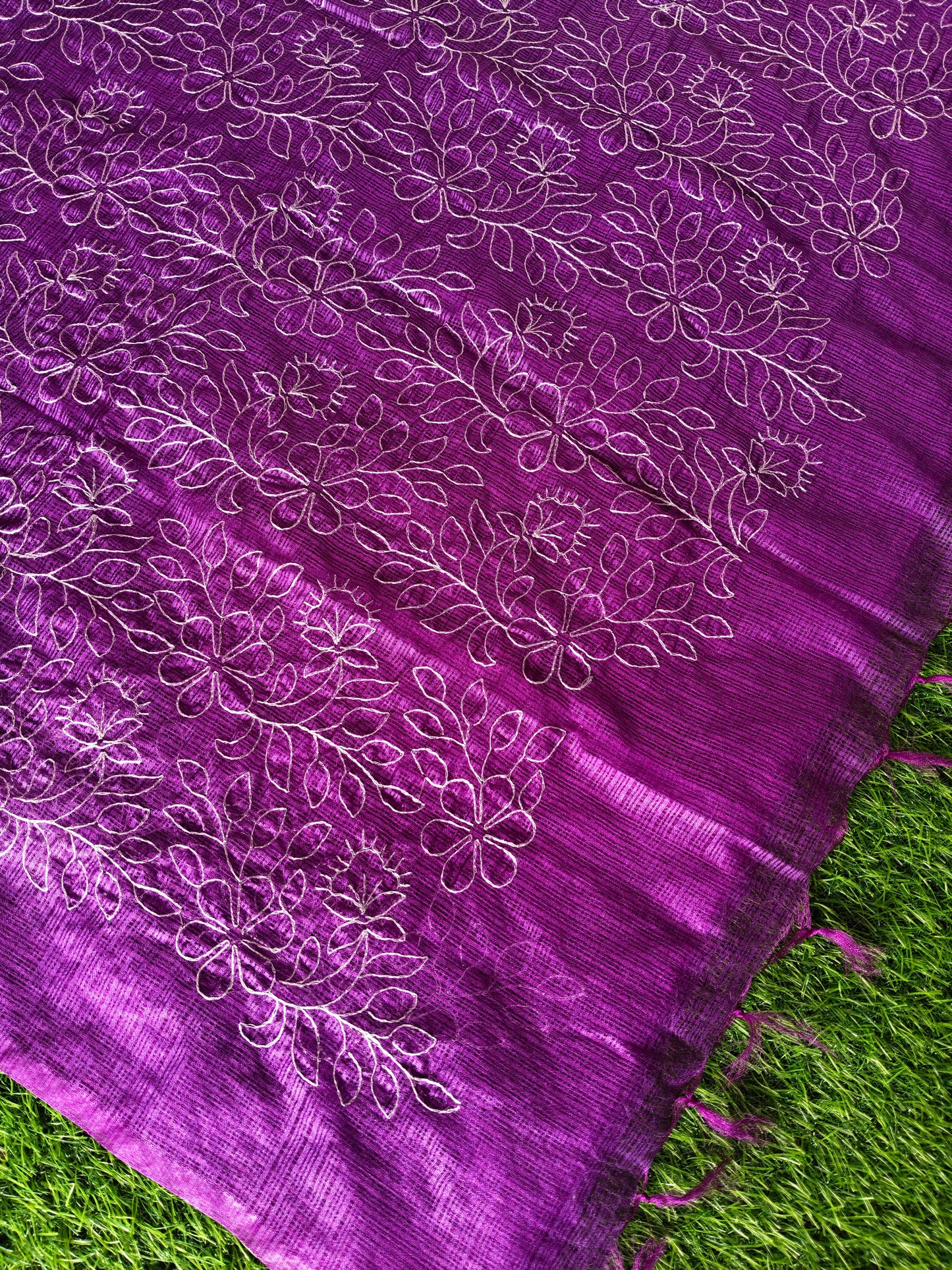 Purple Kota cotton silk thread embroidered s