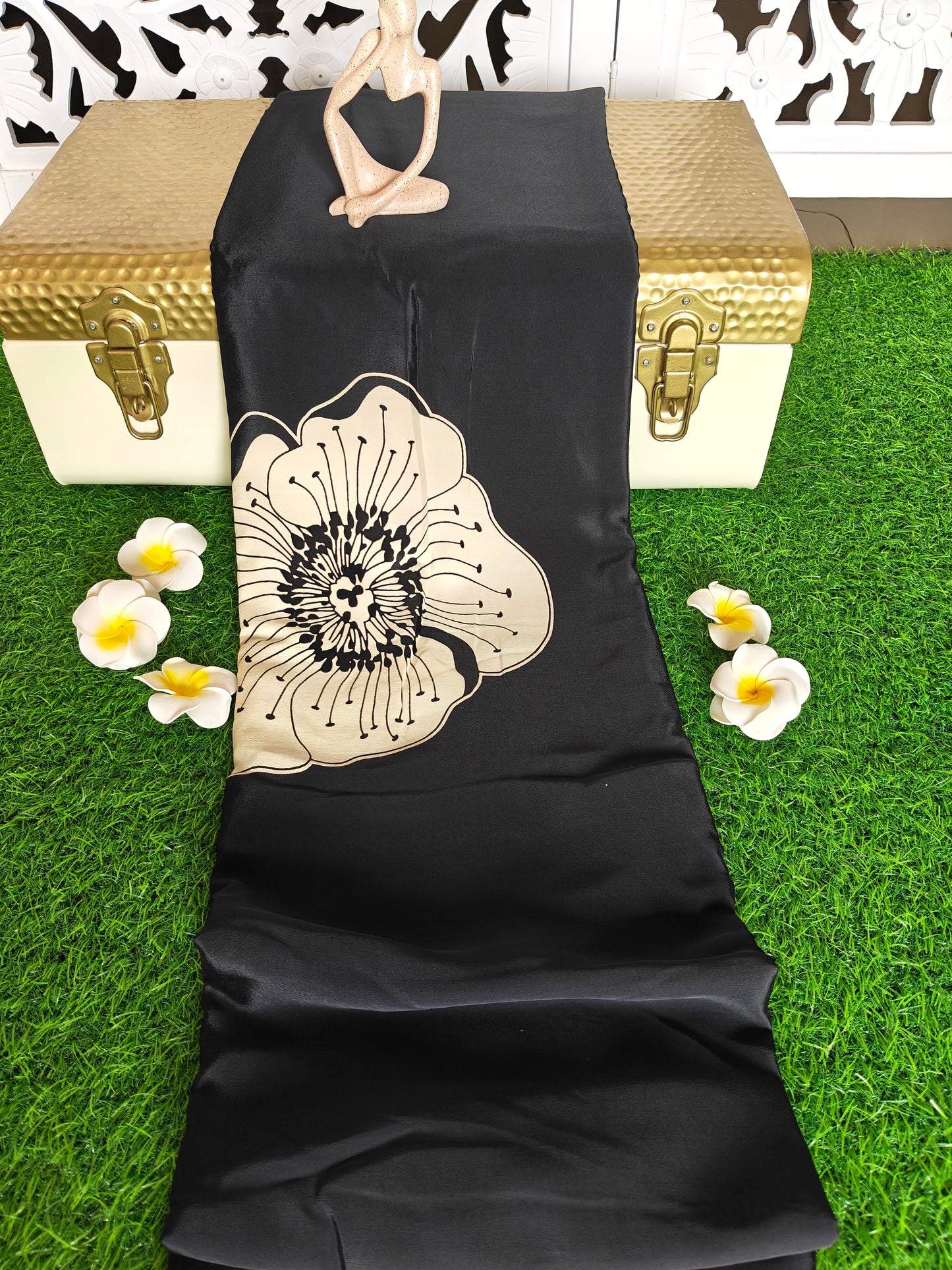 Black Italian crepe Silk Saree (Copy)