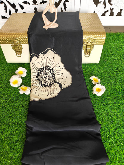 Black Italian crepe Silk Saree (Copy)
