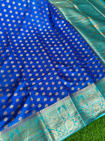 Royal blue Banarsi crepe Silk Saree