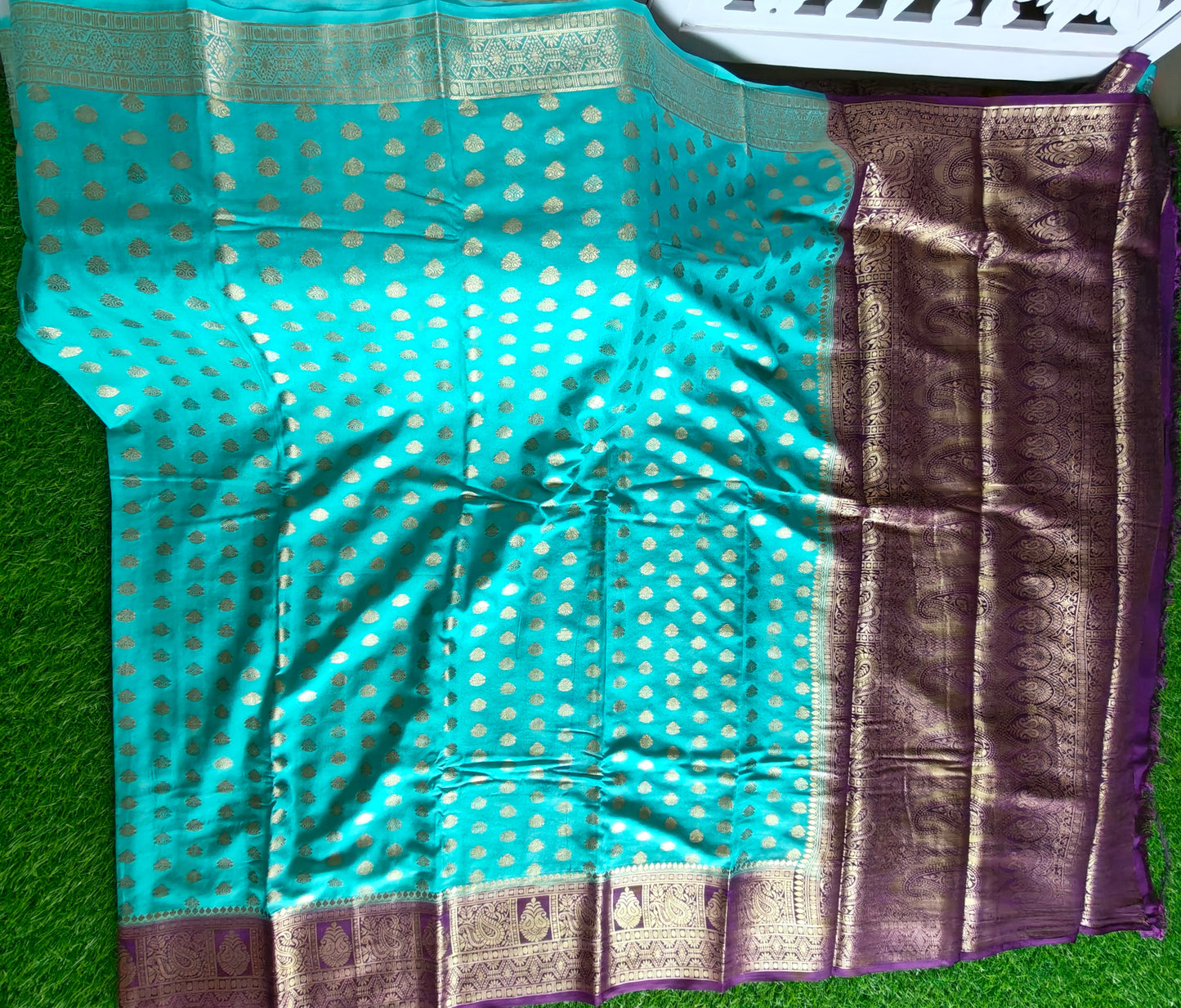 Light blue Banarsi crepe Silk Saree