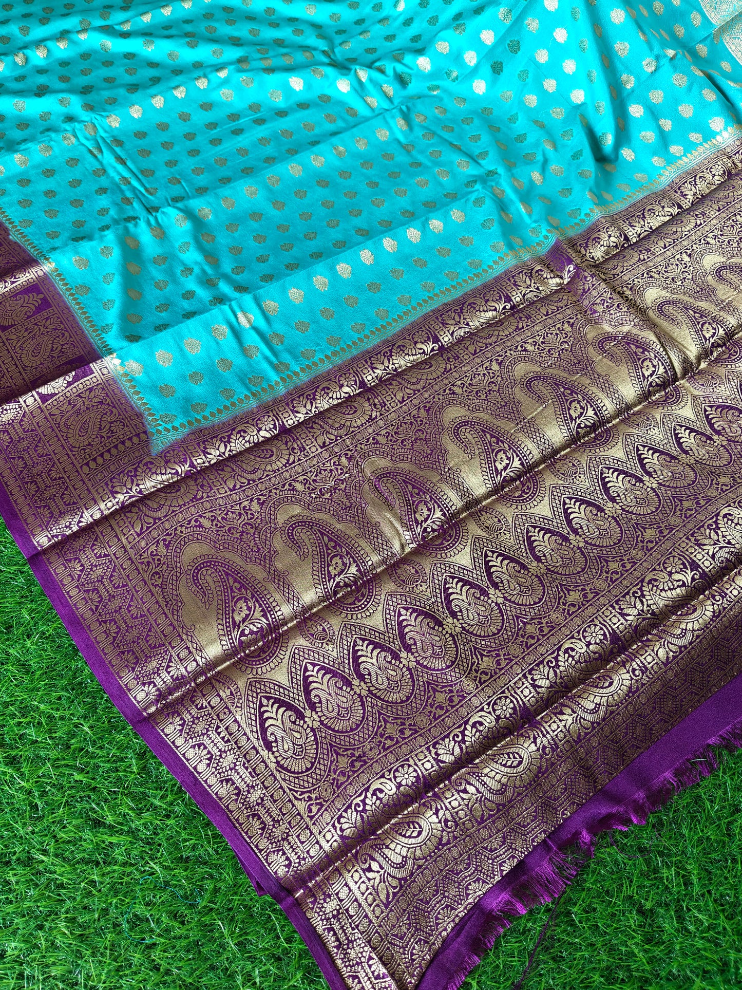 Light blue Banarsi crepe Silk Saree