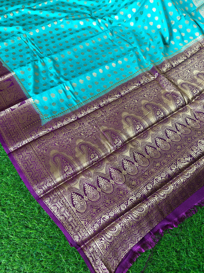 Light blue Banarsi crepe Silk Saree