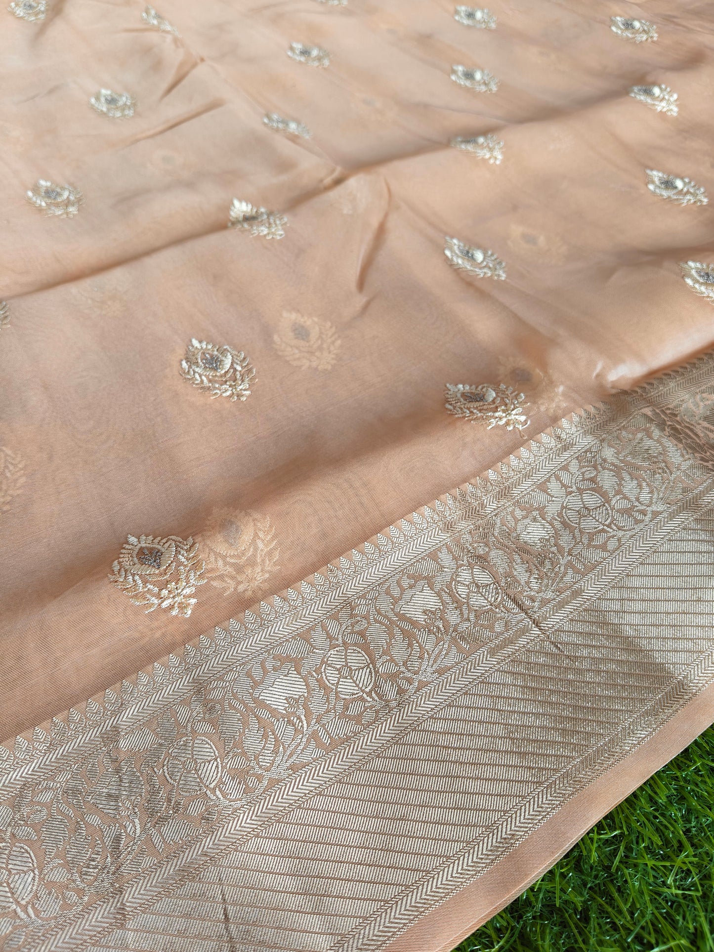 Peach green Organza Saree (Copy 2)