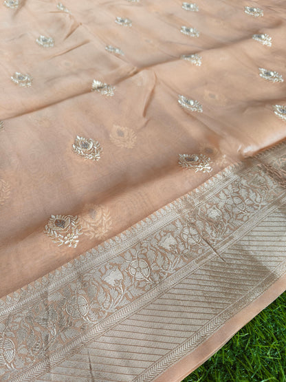 Peach green Organza Saree (Copy 2)