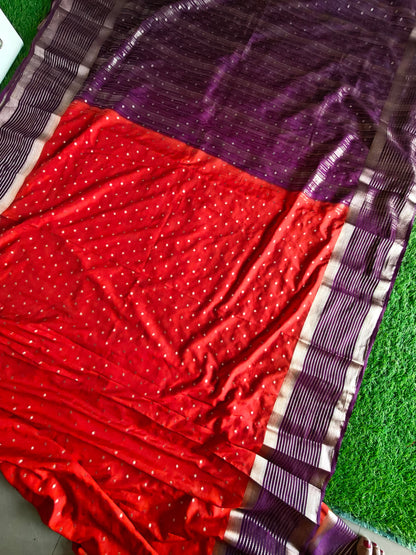 Crepe Silk Rust colour contrast border Saree