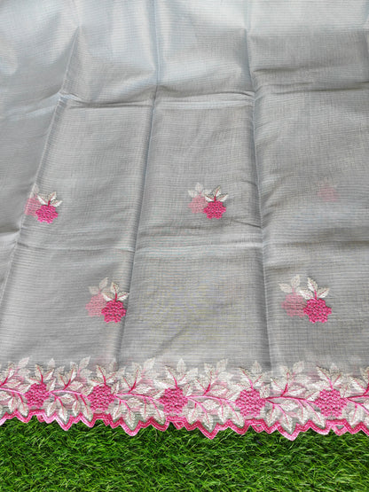 Kora cotton grey  colour thread embroidered (Copy)