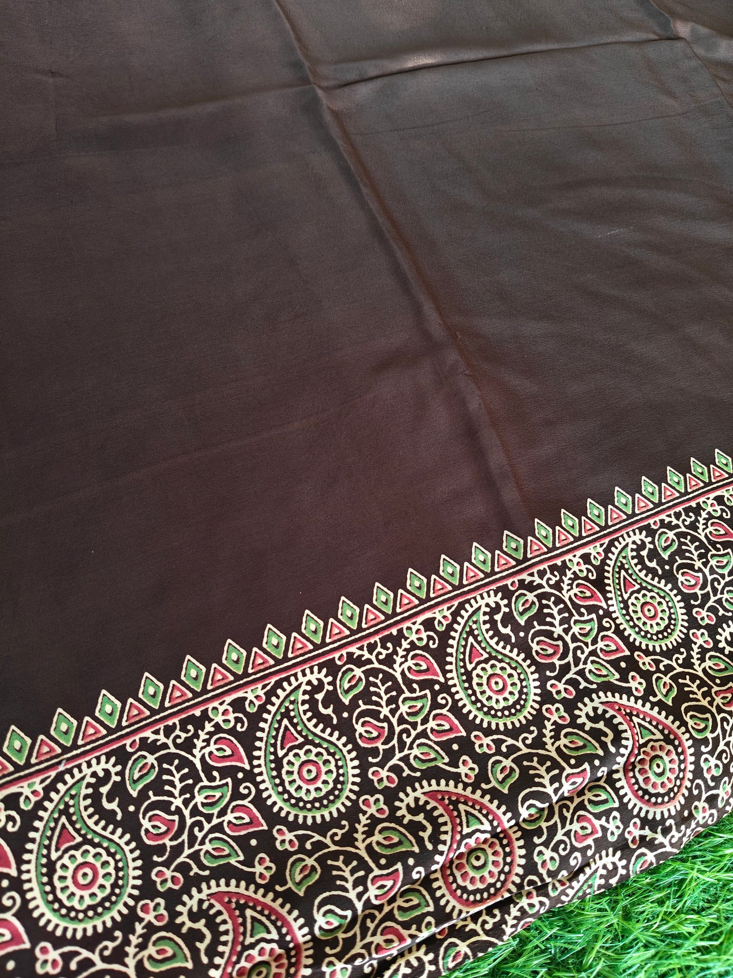Coffee brown Italian crepe Silk Saree