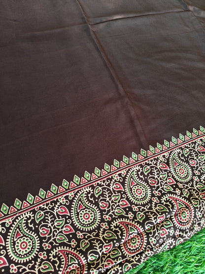 Coffee brown Italian crepe Silk Saree