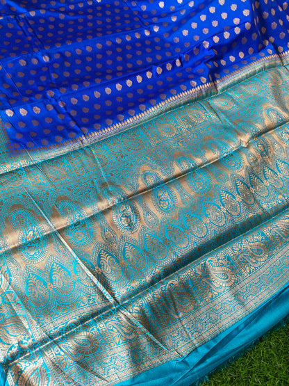 Royal blue Banarsi crepe Silk Saree