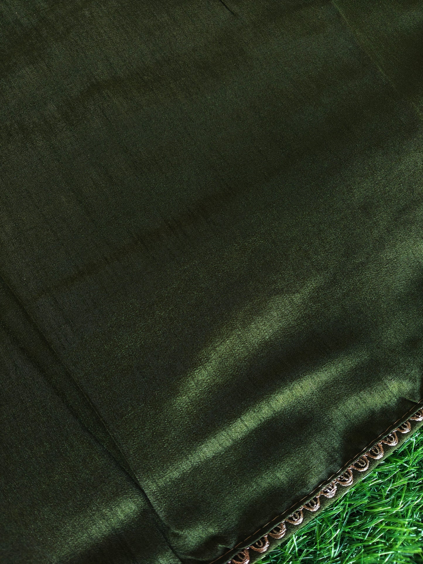 Double shaded dark green & light green color soft net thread embroidered saree