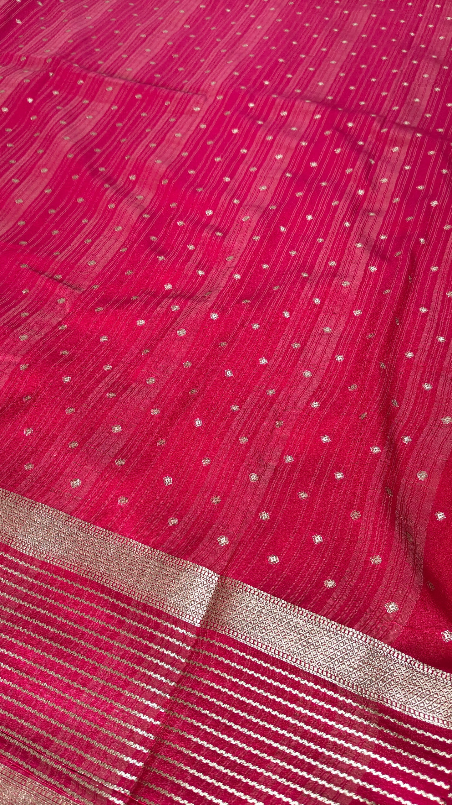 Yellow Semi Crepe Silk Saree with Contrast Border