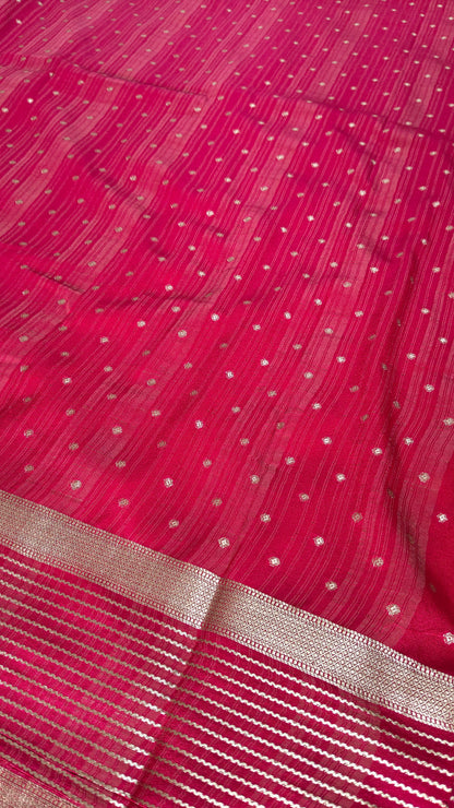 Yellow Semi Crepe Silk Saree with Contrast Border