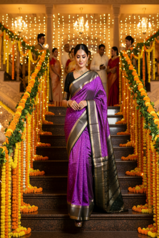 Crepe Silk lavender colour contrast border Saree (Copy)