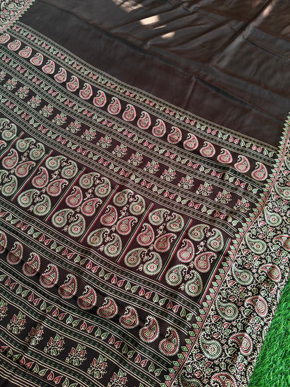 Coffee brown Italian crepe Silk Saree