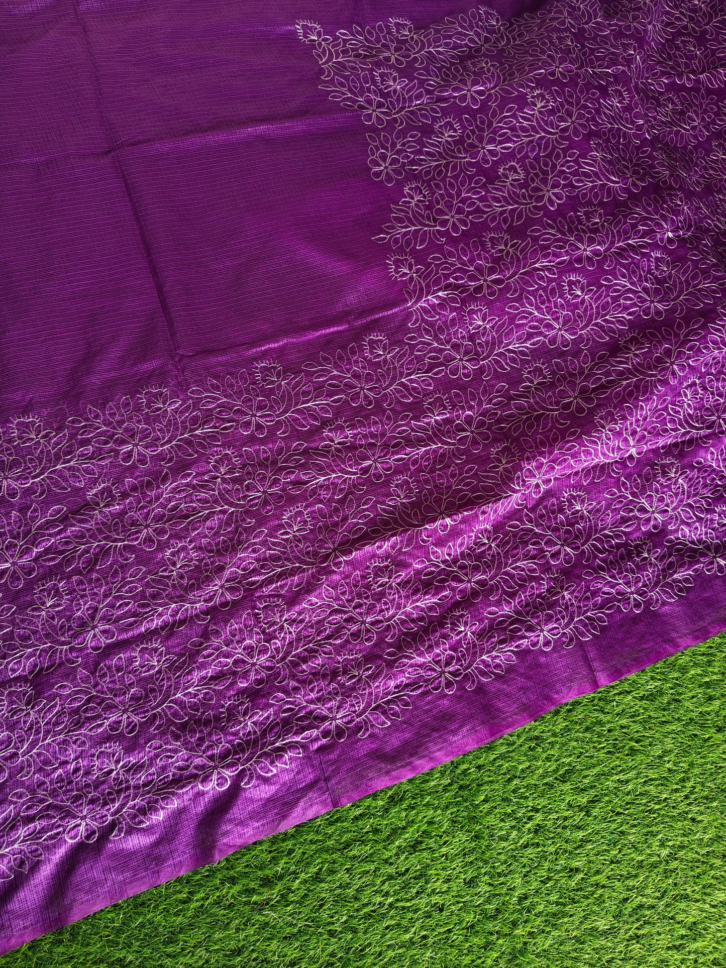 Purple Kota cotton silk thread embroidered s