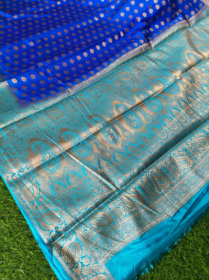 Royal blue Banarsi crepe Silk Saree