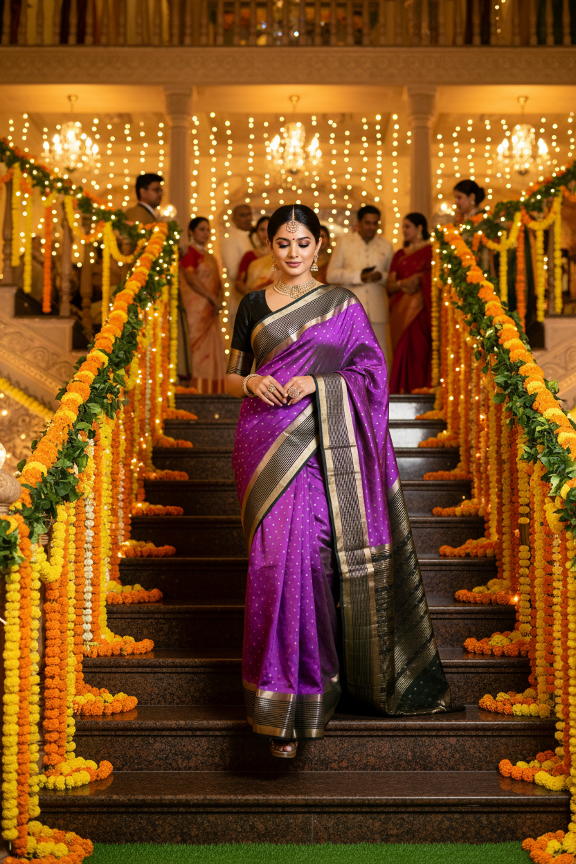 Crepe Silk lavender colour contrast border Saree (Copy)