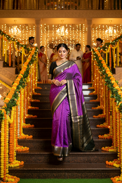 Crepe Silk lavender colour contrast border Saree (Copy)