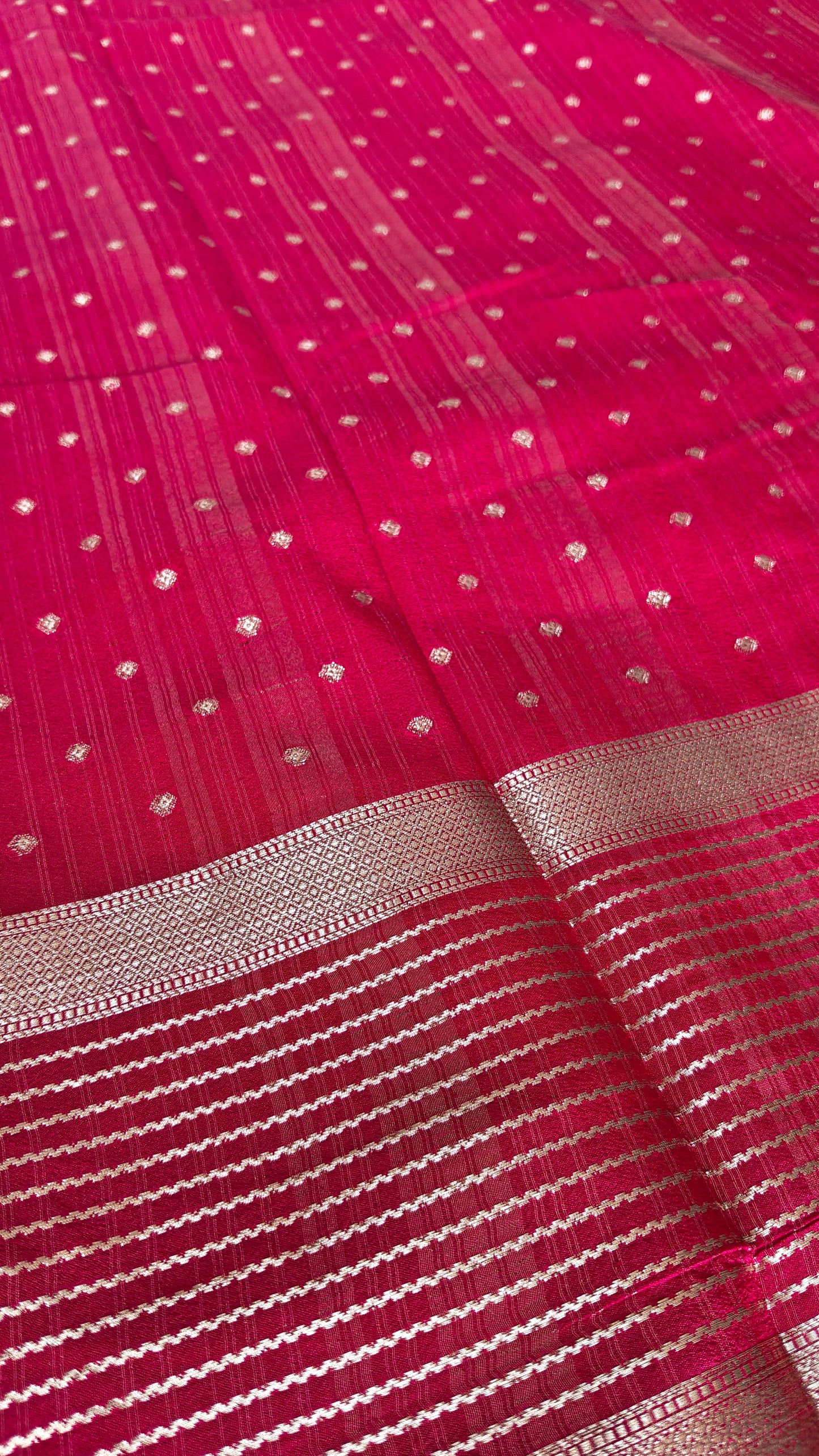 Yellow Semi Crepe Silk Saree with Contrast Border