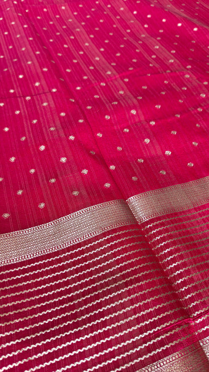 Yellow Semi Crepe Silk Saree with Contrast Border